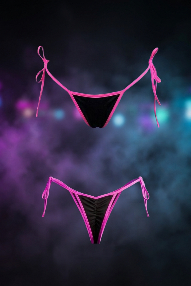 Fluorescent Side Tie T-Back Thong Bikini Bottom