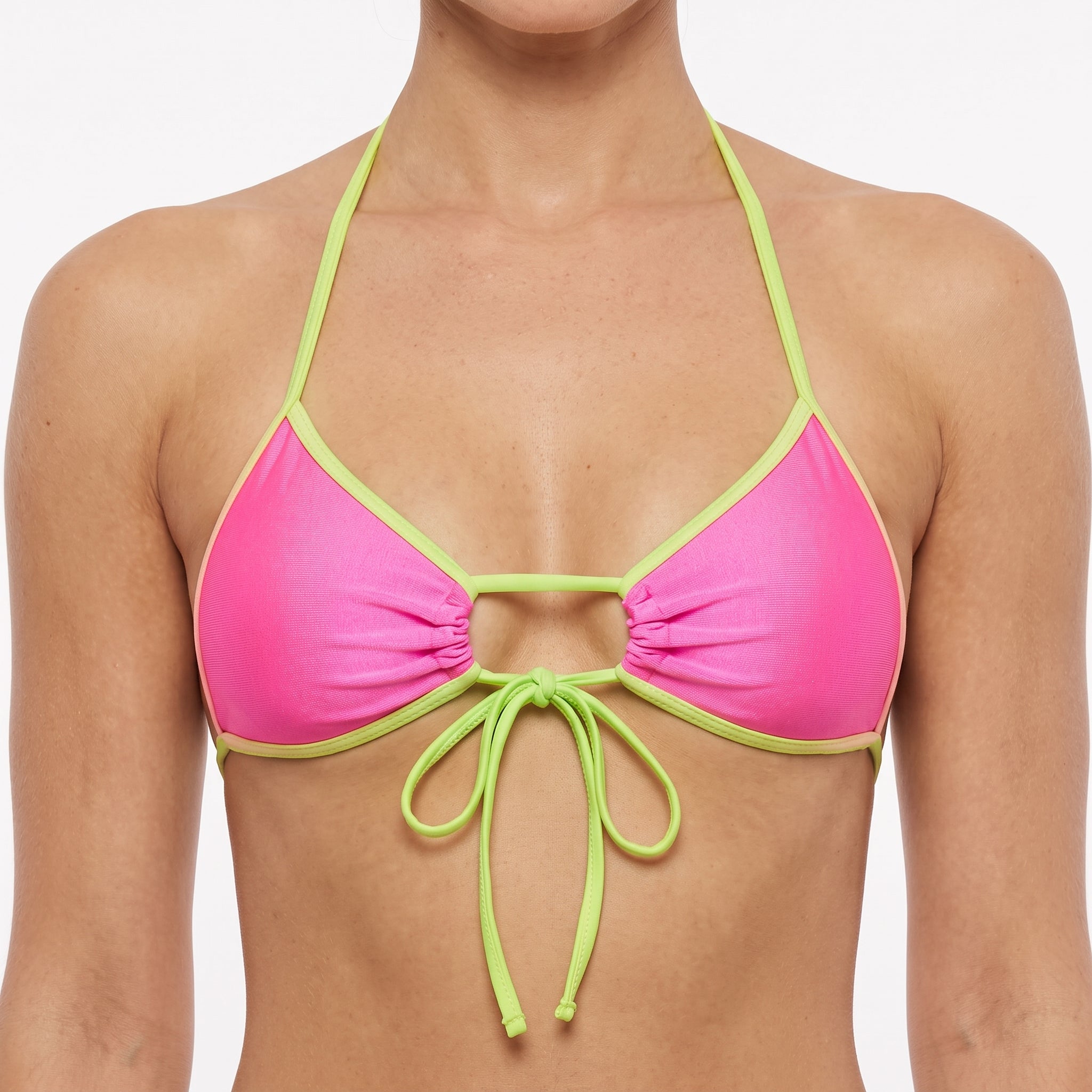 16003 Fluorescent Adjustable Center Tie Bikini Top